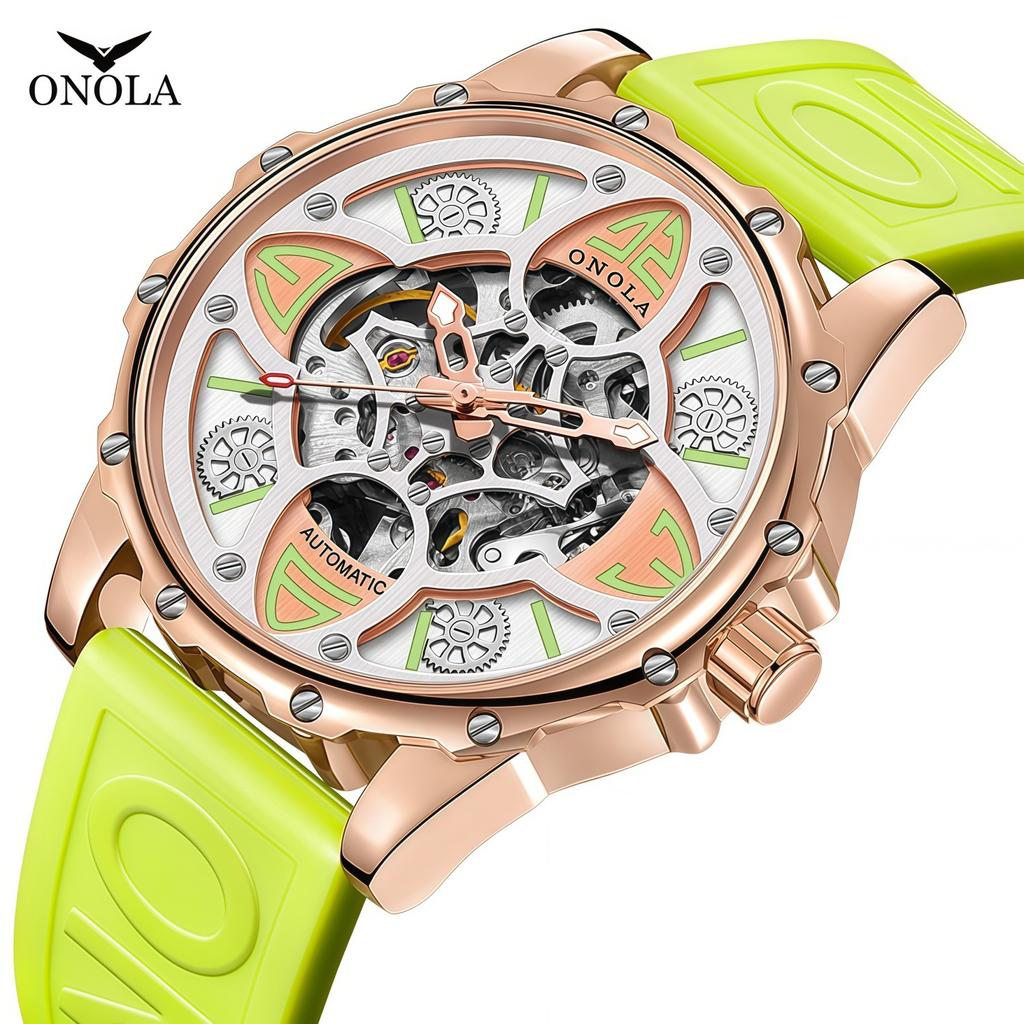 Fashion Onola Four Leaf Clover Fully Automatic Mechanical Watch Men'S And Women'S Waterproof Tape Strap