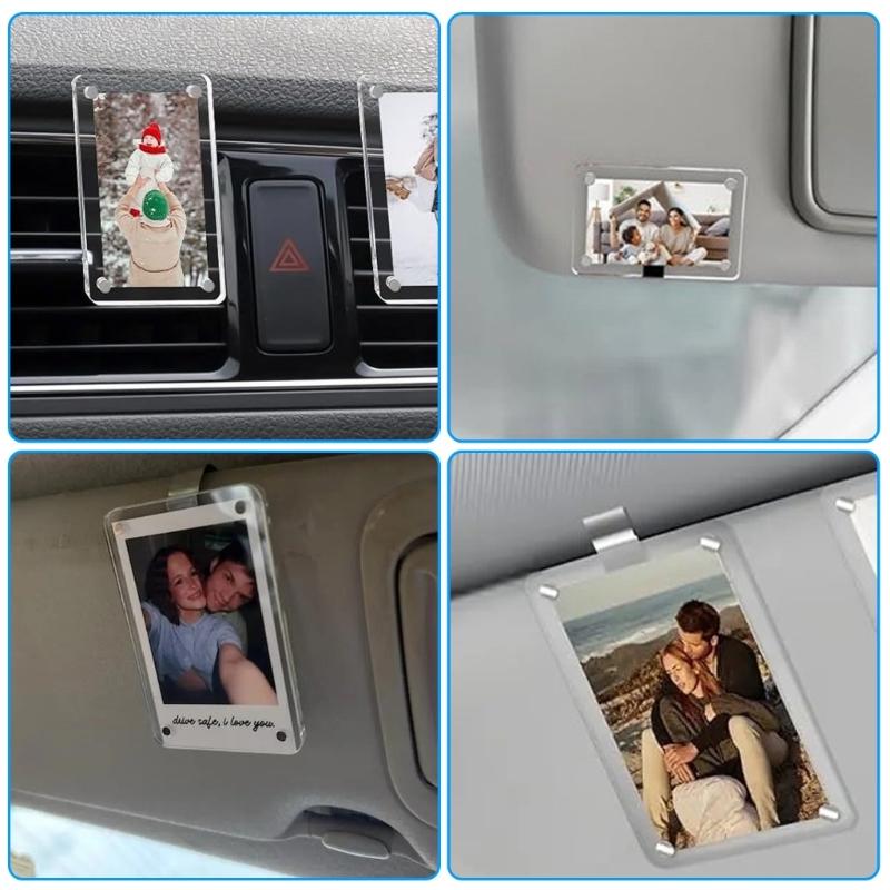Pack of 3 Acrylic Vehicle Sun Visors Photo Clip Holders 3 Inch Universal Quick Install for Secure Display Easy Mounting