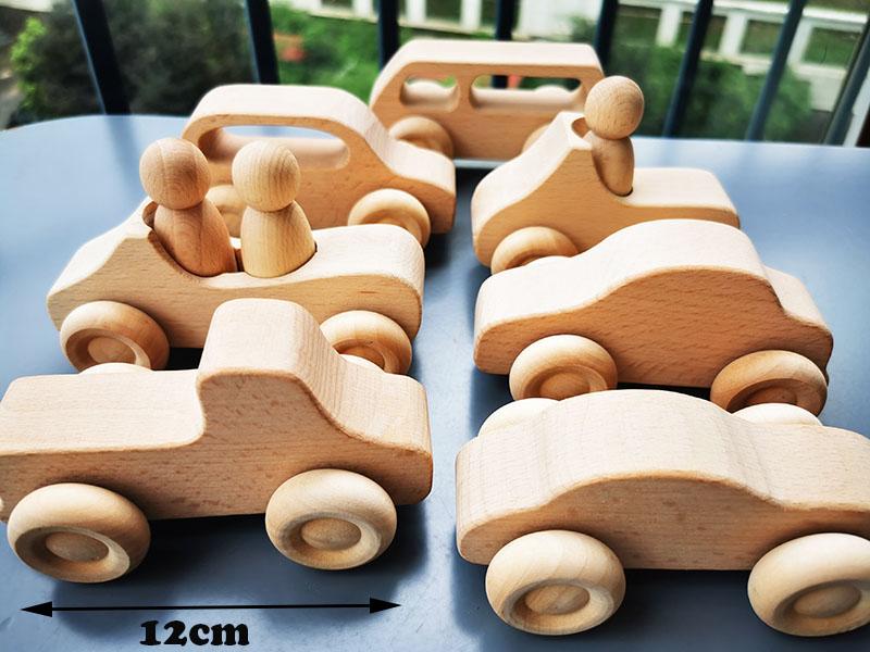 Unpaint Beech Trees Cars Basswood Building Bridge Kids Wooden Montessori Stacking Blocks