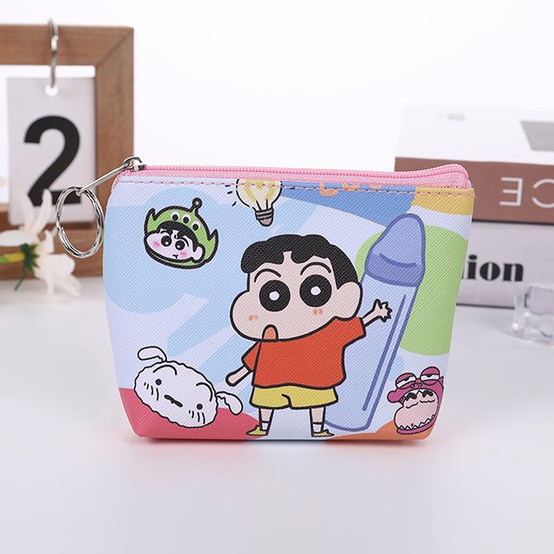 Crayon Shinchan Coin Purse Cute Anime Student Wallet Cartoon Travel Wallet Keychain Key Charger Storage Bag Gift