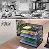 VANRA Document Letter Tray with Mesh A4 Horizontal Letter File Tabletop Storage Document Office Office Pen Tray, 5-Tier Handle, Metal, Size, Case,