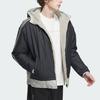 adidas Colorblock Reversible Fleece Hooded Sports Casual Jacket for Men, Black
