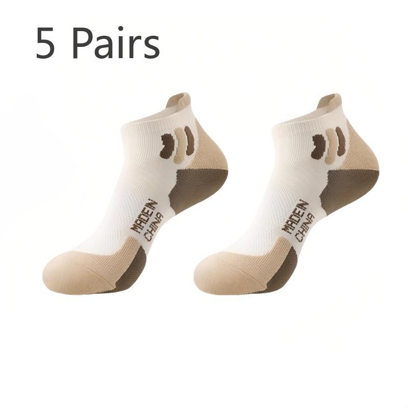 

5 пар женских толстых мочалок для бега с нескользящей подошвой для бадминтона и профессиональных носков 5 Pairs бежевый