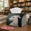 1pc, 2D Flat Printing, Tissue Box with White Dog Pattern Wearing a Green Collar Printed Tissue Box, Durable Decoration, Living Room, Bedroom, And Car,