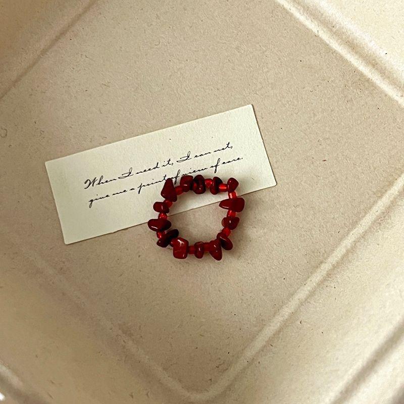 Color crystal beaded ring  niche design sense high-end finger ring light luxury temperament all-match ring accessories