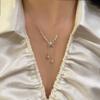 Bead Butterfly Tassel Necklace Light Luxury High Sense Stacking Wear Long Thin Collarbone Chain Necklace