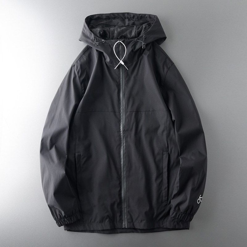 Spring and Autumn Black Sports Men Leisure Windproof Shell Jacket Black M