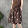 Pantaloni Vintage Ricamati Taglie Forti a Tre Quarti Pantaloncini a Gamba Larga da Donna in Cotone e Lino Versatili
