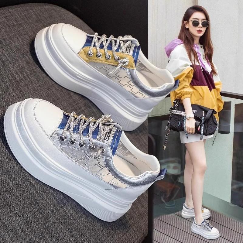 Summer new heightening little white shoes mesh comfortable versatile casual shoes breathable women's shoes platform muffin shoes