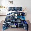 3 Piece Bedding Set with Duvet Cover and 2 Pillowcases - Billie Eilish Hit Me Hard Blue Collage Print - Blue White Music Decor for Fans