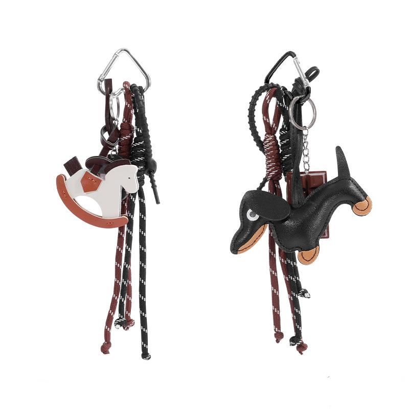 Yogodlns Braided Rope Backpack Pendant Fashion Style PU Leather Dachshund Handbag Hanging Bag Accessories