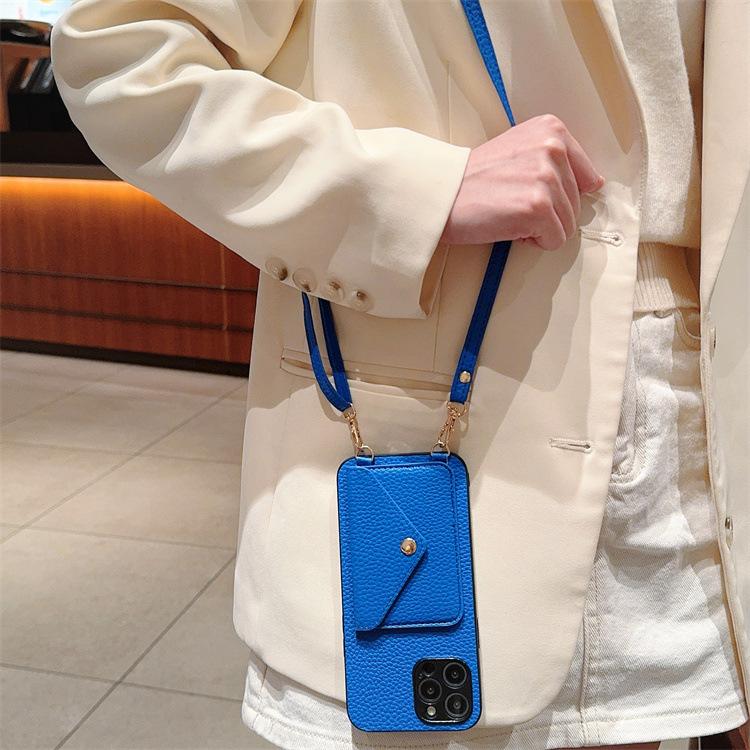 Applicable To iphone12ProMax Lychee Pattern Card Bag, Mobile Phone Case Envelope, Oblique Span Card, Apple 11 Protective Case 7G.