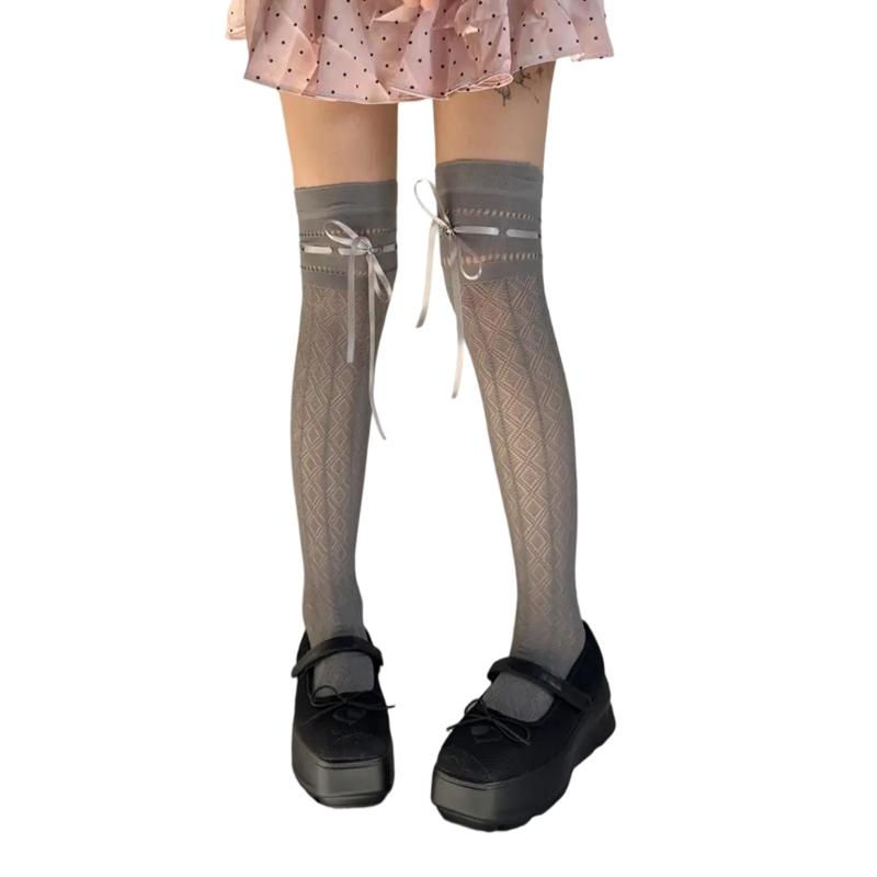 Fishnet Stockings Ballet Laces Up Thigh High Stockings Nylon Over the Knee Socks for Women Girls