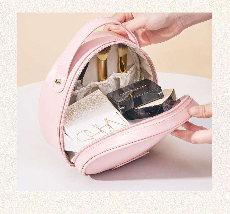 Waterproof Half-Circle Lipstick Makeup Bag - Large Capacity Travel Handbag