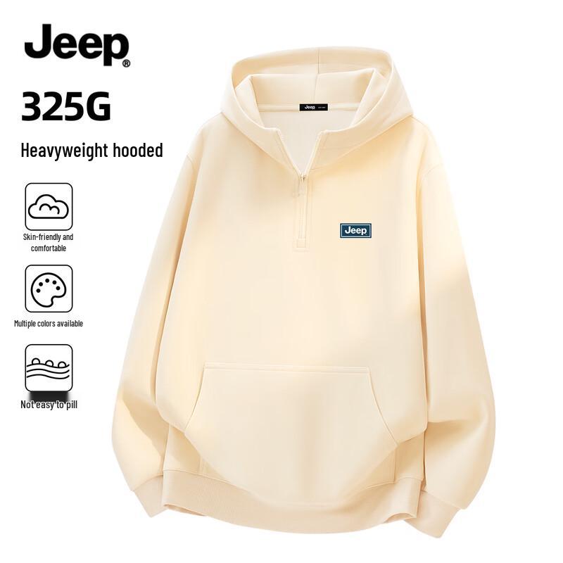 

JEEP Men s Casual Half-Zip Hooded Sweatshirt L