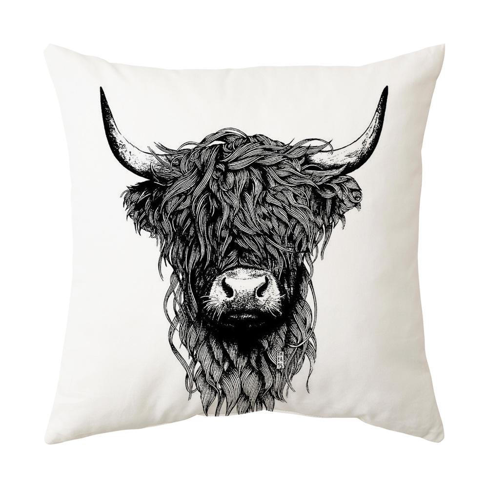 New Style Pillow Black and White Animal Cow Print Pillow Cover Geometric Abstract Sofa Pillow Cover Bedside Cushion