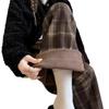 150cm Christmas Plaid Wide-Leg Pants for Petite Women - Autumn & Winter Casual Versatile Outfit