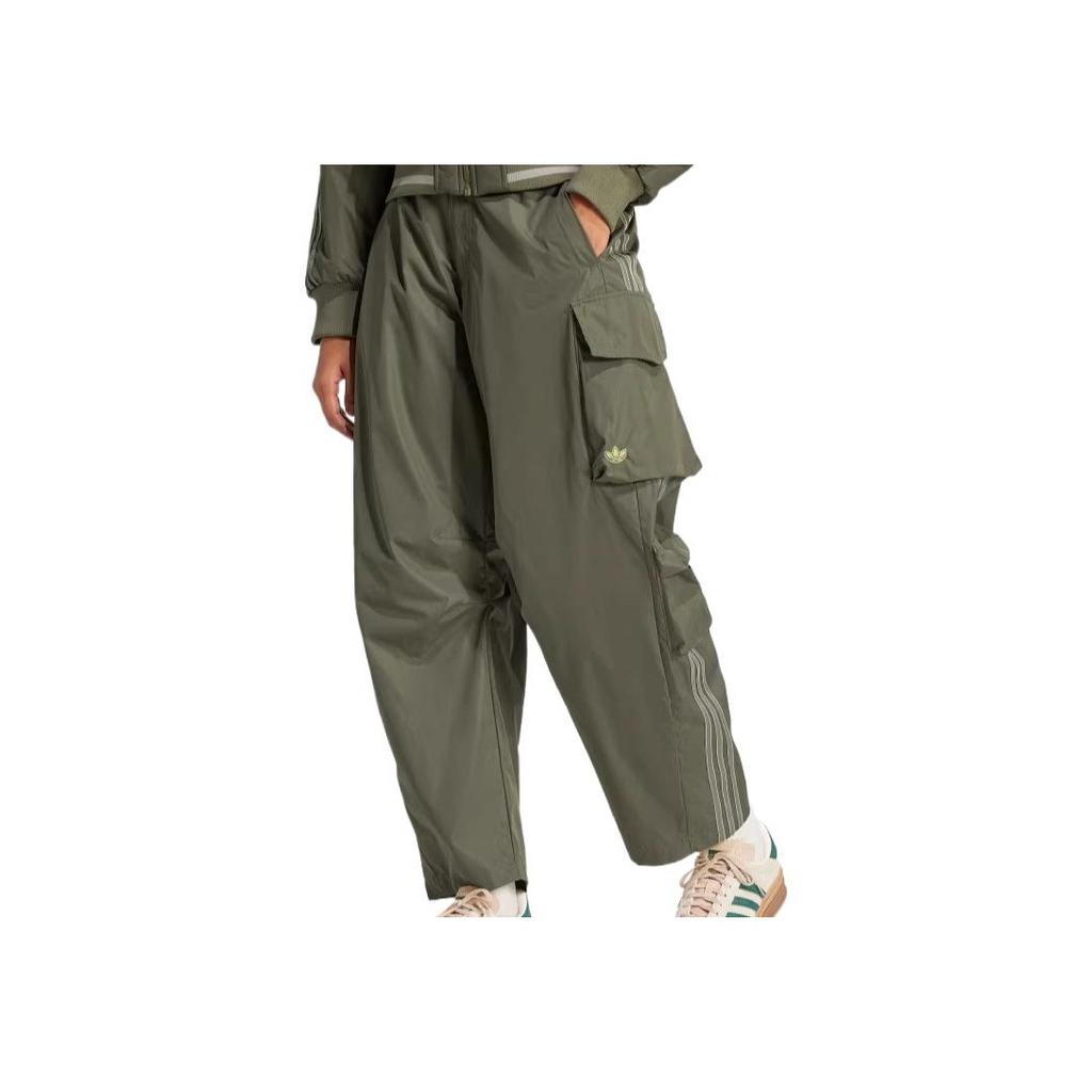 adidas Originals SS25 Serie Passeggiata in Città Moda Comoda Pantaloni Cargo Multi-tasche Pantaloni Donna Rock-Verde Oliva JI5728