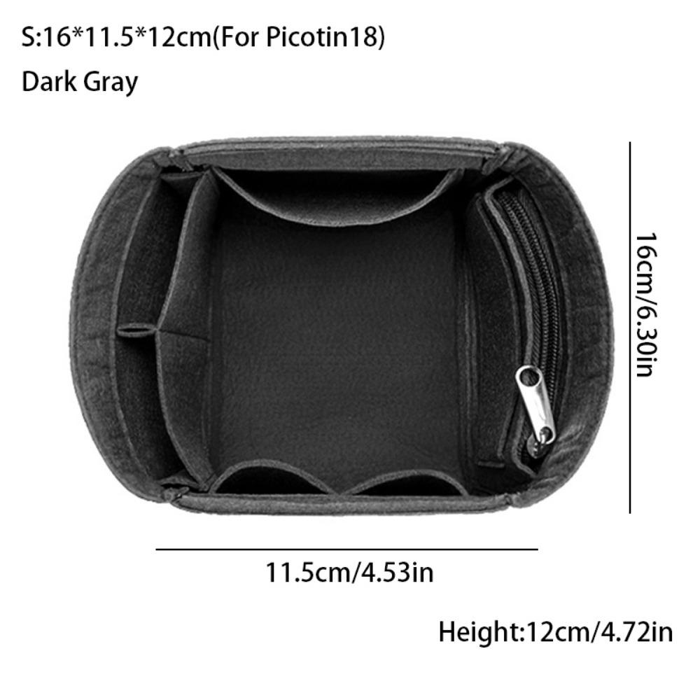 Felt Bucket Bag Internal Bag Large Capacity Multi-Pocket Purse Liner Storage Organization Portable for Picotin18/22