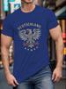 T-shirt da uomo casual stampata in cotone 100% estiva con maniche corte e scollo rotondo, design con aquila tedesca
