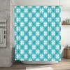 Blue And White Geometric Flower Shower Curtain Decor For Bathroom Modern Floral Design Waterproof Fabric Easy Install Hook Inclu