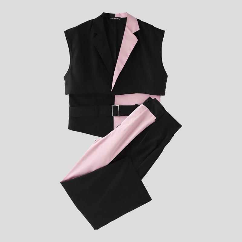 

INCERUN 2 шт. Мужские майки-корсеты без рукавов и комплекты длинных повседневных брюк