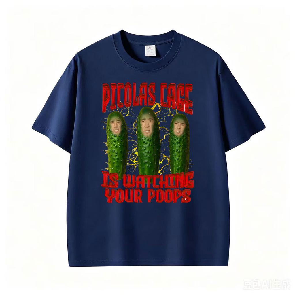 Funny Picolas Cage Is Watching Your Poors Graphic T Shirts Unisex Unisex Vintage Humor Tshirts Oneck Oversized 100 Cotton T Shirt