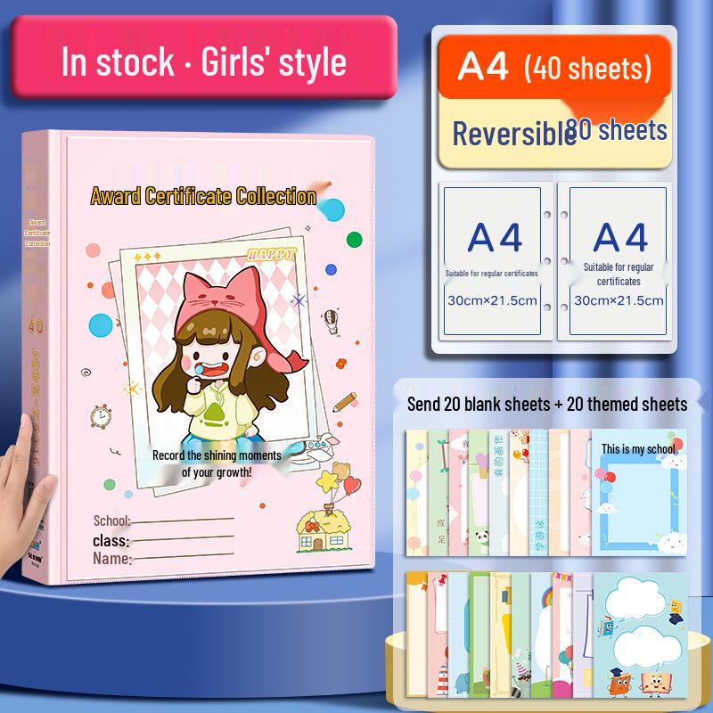 A4 Certificate & Art Collection Book for Kids: Store Awards, Drawings, and Photos. Ideal for Primary Students.