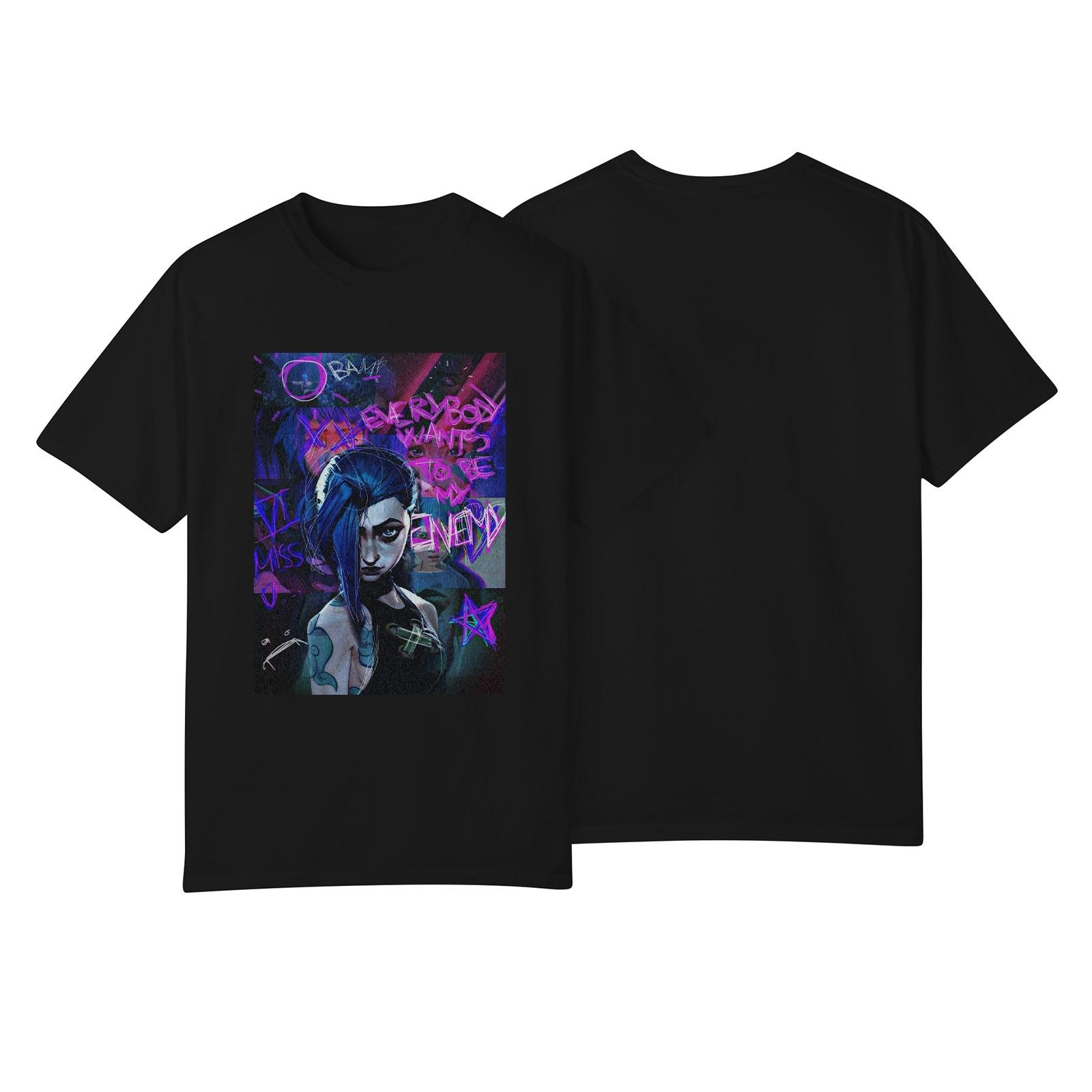 

Женский топ с короткими рукавами и принтом Arcane L чёрный