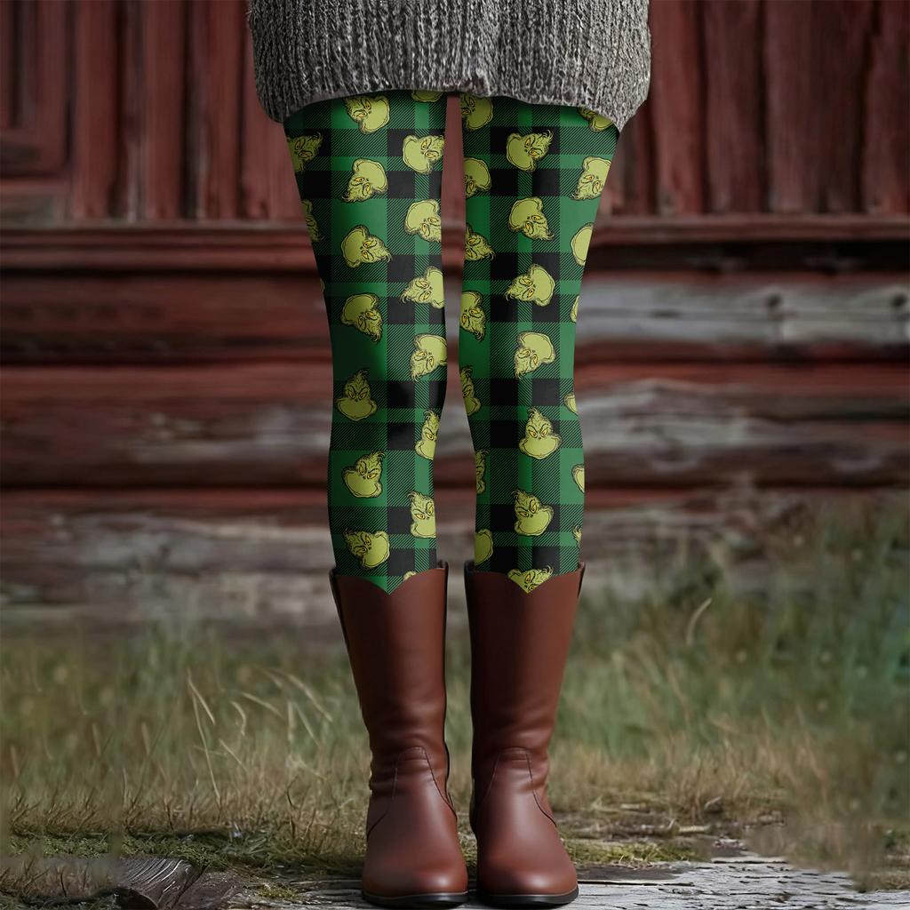 Women's Casual Fashion Outdoor Christmas Printed Slim Elastic Yoga Pants Cropped Pants