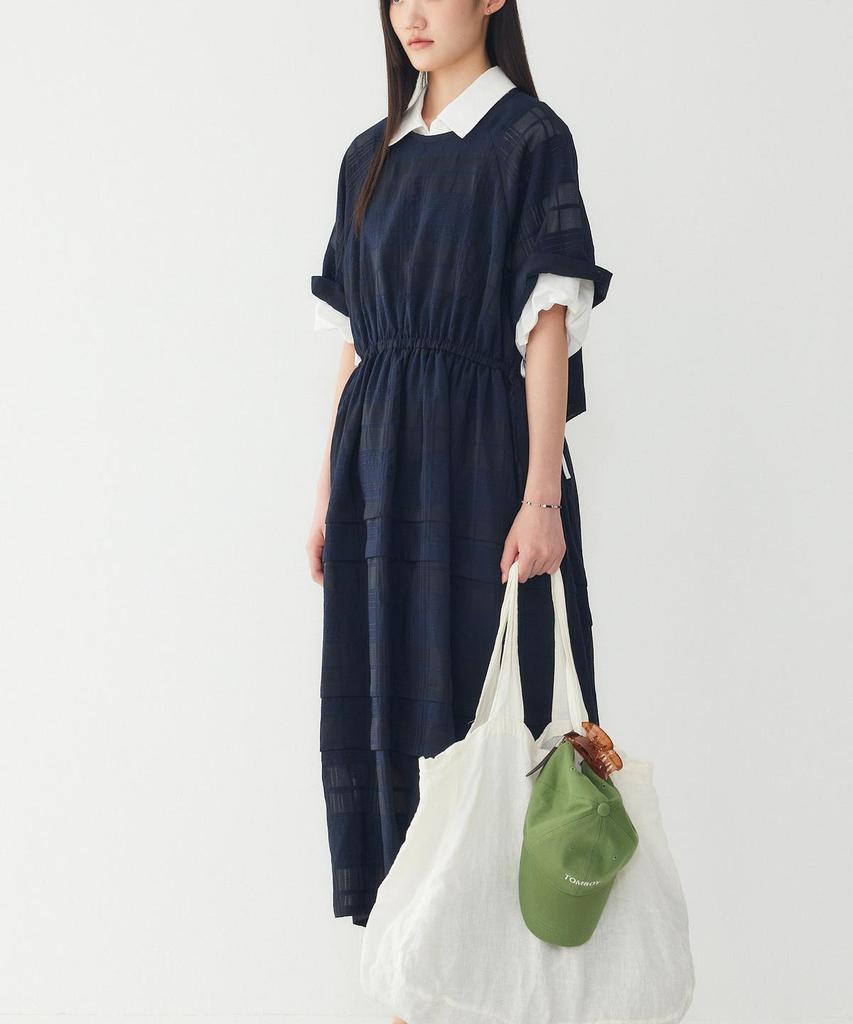 STUDIO TOMBOY Backless See-Through Check Dress_Dark Navy 9106241204