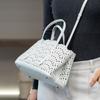 2026 Genuine Leather Women's Bag Tote French Hollowed-out Carved 25 Portable Cross-body Lazy Vegetable Basket