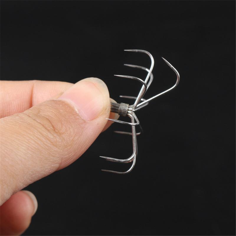 12 Needles Fishing Hook Stainless Steel Barbless Squid Hook Fishing Accessories