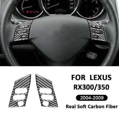 Carbon Fiber Car Accessories Steering Wheel Buttons Panel Trim Cover Interior Decoration Sticker For LEXUS RX300 RX350 2004-2009