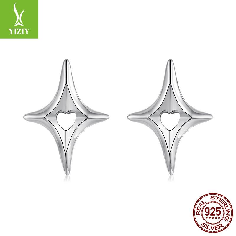 S925 Sterling Silver Star Stud Earrings, Individual Cold Wind Hollow Star Stud Earrings And Ear Jewelry