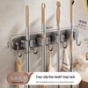 Stainless Steel No-Drill Mop & Broom Holder with Hooks