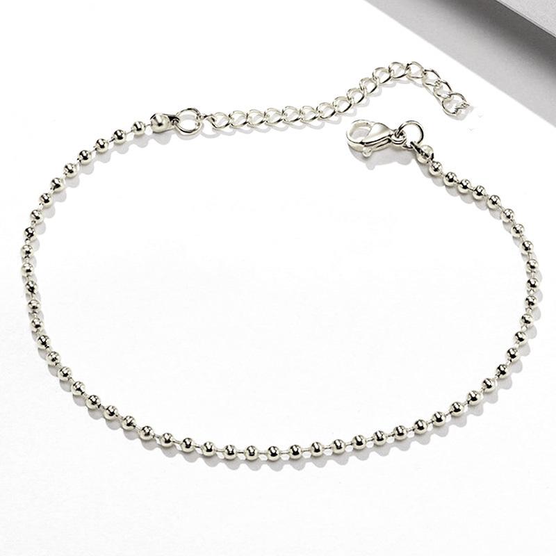

Summer fashion adjustable beach temperament anklet women, simple alloy bead chain foot decoration срібний