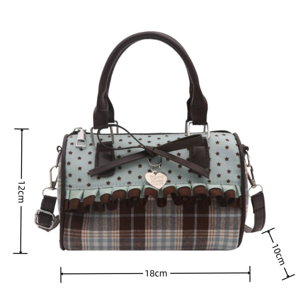 Sweet Bow Crossbody Pillow Bags Vintage Plaid Lightweight Portable Ladies Shoulder Bag Versatile Women Handbag Purse Girls Gift