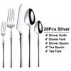 6/16/20/24/30Pcs Stainless Steel 304 Tableware Sliverware Western Knife Fork Spoon Set Mirror Cutlery Set Dishwasher Safety