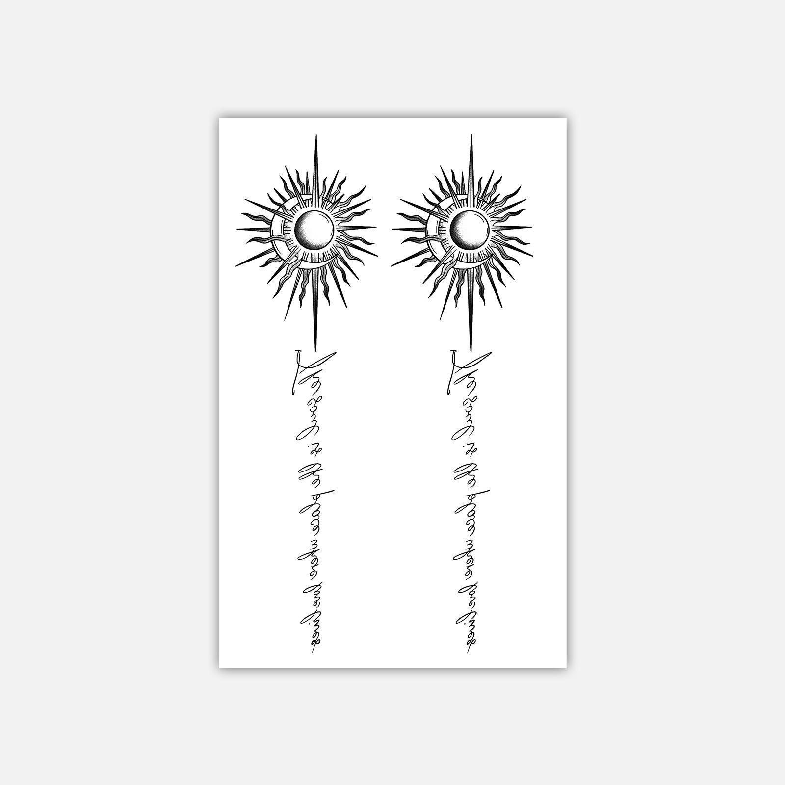 

Literary Sunflower Spine English Tattoo Patch High-End Back Waterproof And Long-Lasting Niche Non-Collision Simulation Sticker 12*19CM