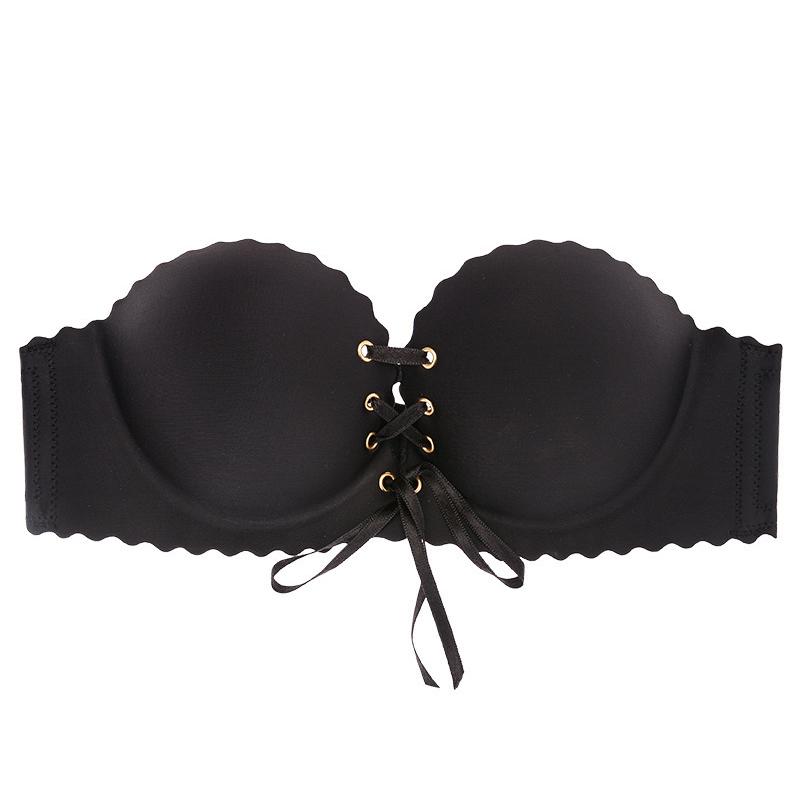 Strapless Push Up Bra for Women Seamless Brasssiere Sexy Lace-Up Bra Small Chest Gathered Bras Wireless Ladies Lingerie