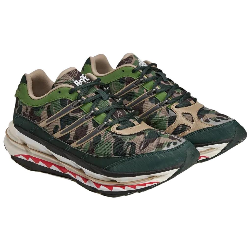 BAPE X Adidas Harmony Green Camo Unisex Sneakers Hemp Iron-Metallic Off-White KJ8850