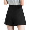 2024 Women's High-Waist A-Line Black Suit Shorts - Spring to Autumn Wear, Loose, Slimming, Wide-Leg