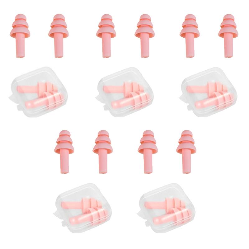 5Pairs Soft Ear Plug Waterproof Comfort Colorful Silicone Earplugs Ear Protection Sound Insulation Anti-Noise for Sleep Swimming