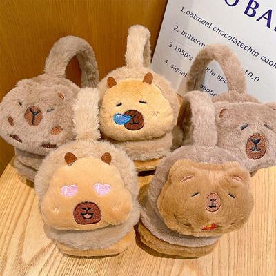 Nouveaux cache-oreilles Capybara Chaleur Oreilles Dessin Animé Oreilles Chaleureux Doux Coupe-vent Hiver Oreillettes Enfants