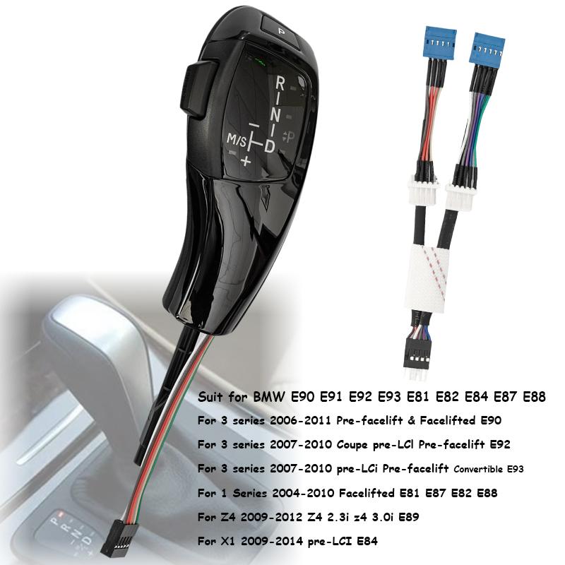 E90 Gear Shift Knob Car LED Lever Handle For BMW E87 E88 E90 E91 E92 E93 /E63 Automatic Transmission Shifter Knob Head Replace E90 Black