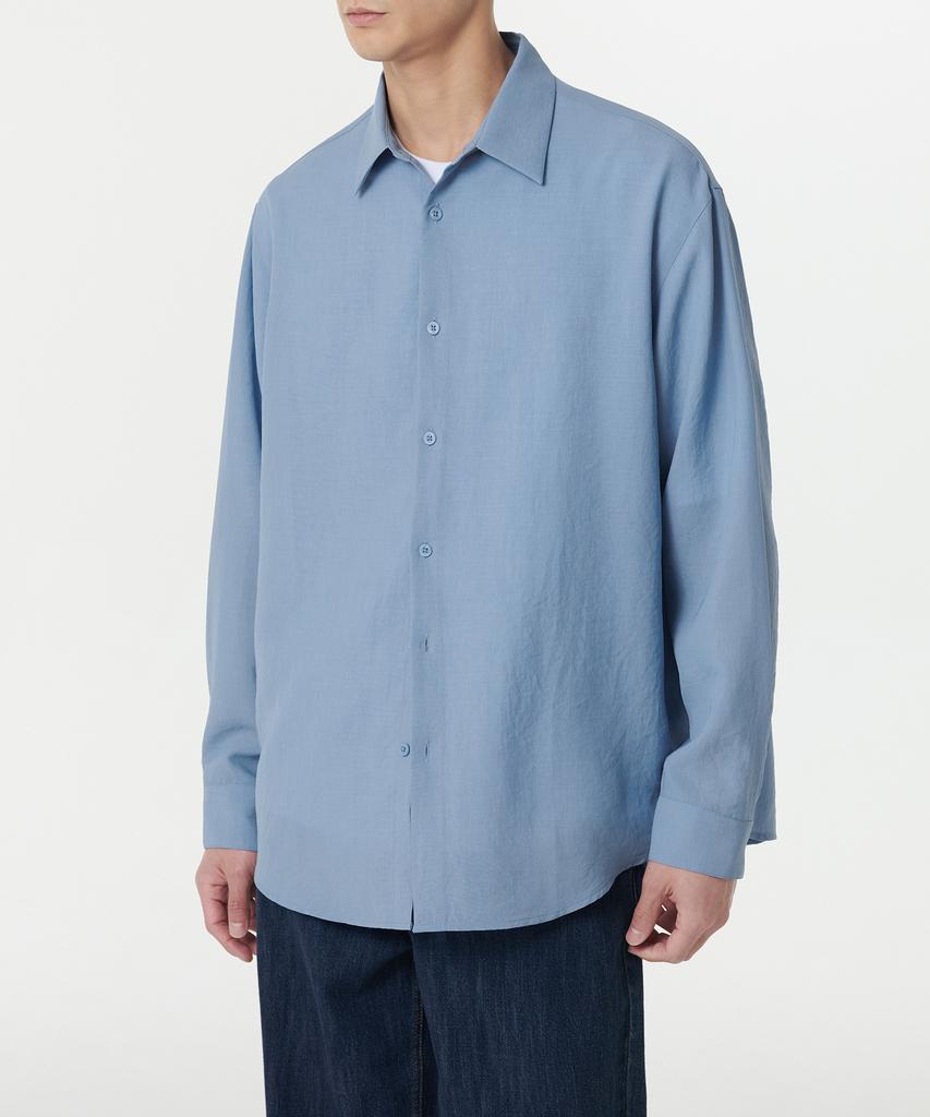 MUSINSA STANDARD Relaxed Linen-Like Shirt [Socks Blue]