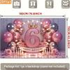 2D 6th Birthday Photography Backdrop, Pink and Silver Balloon with Light Ring Background