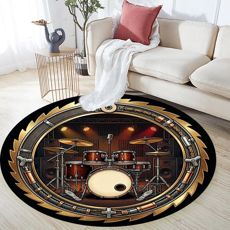 Golden Drum Stage Round Area Rug Under Office Chairs Bedroom Living Room Home Decor