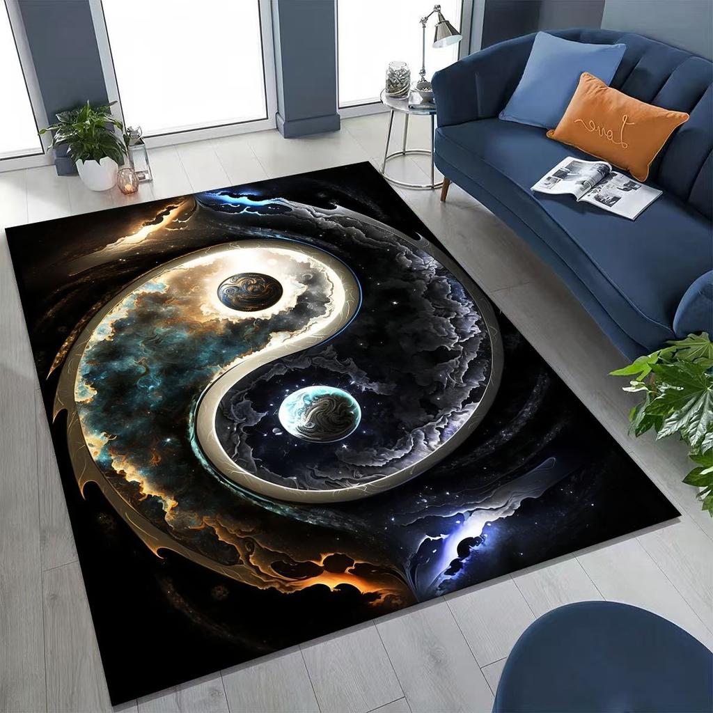 Nature Balance Yin Yang Tai Chi Black White Energy Rug for Bedroom Living Room Sofa Home Doormat Decor,Kids Non-slip Floor Mat